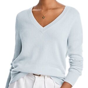 V-Neck Cashmere Sweater - Aqua Cashmere